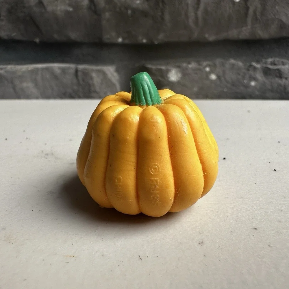Vintage Halloween Miniature RUSS Crazy Face Anthropomorphic Pumpkin Rubber